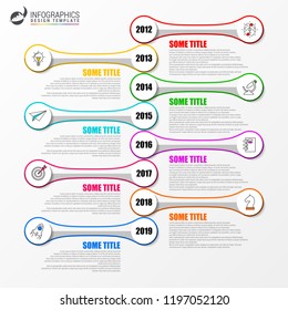 Infographic design template. Timeline concept with 8 steps. Can be used for workflow layout, diagram, banner, webdesign. Vector illustration