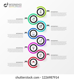 Infographic design template. Timeline concept with 8 steps. Can be used for workflow layout, diagram, banner, webdesign. Vector illustration