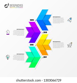 Infographic design template. Timeline concept with 4 steps. Can be used for workflow layout, diagram, banner, webdesign. Vector illustration