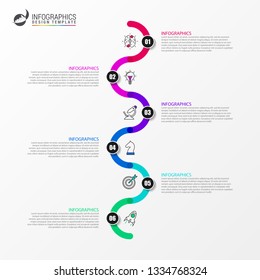 Infographic design template. Timeline concept with 6 steps. Can be used for workflow layout, diagram, banner, webdesign. Vector illustration