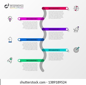 Infographic design template. Timeline concept with 6 steps. Can be used for workflow layout, diagram, banner, webdesign. Vector illustration