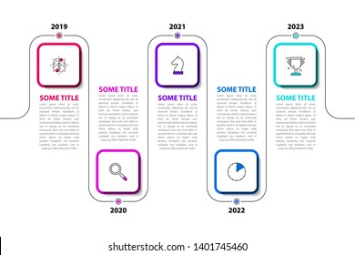 Infographic design template. Timeline concept with 5 steps. Can be used for workflow layout, diagram, banner, webdesign. Vector illustration.