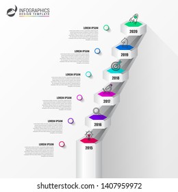 Infographic design template. Timeline concept with 6 steps. Can be used for workflow layout, diagram, banner, webdesign. Vector illustration