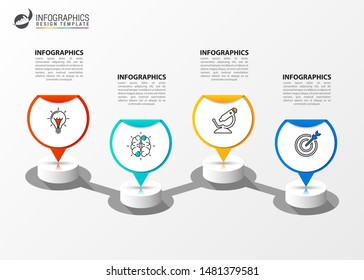 Infographic design template. Timeline concept with 4 steps. Can be used for workflow layout, diagram, banner, webdesign. Vector illustration