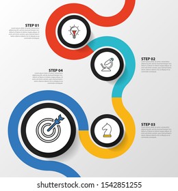 Infographic design template. Timeline concept with 4 steps. Can be used for workflow layout, diagram, banner, webdesign. Vector illustration