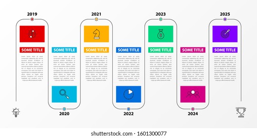 Infographic design template. Timeline concept with 7 steps. Can be used for workflow layout, diagram, banner, webdesign. Vector illustration