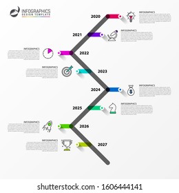 Infographic design template. Timeline concept with 8 steps. Can be used for workflow layout, diagram, banner, webdesign. Vector illustration