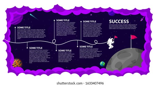 Infographic design template. Timeline concept with 6 steps. Can be used for workflow layout, diagram, banner, webdesign. Vector illustration
