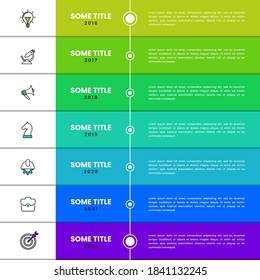 Infographic design template. Timeline concept with 7 steps. Can be used for workflow layout, diagram, banner, webdesign. Vector illustration