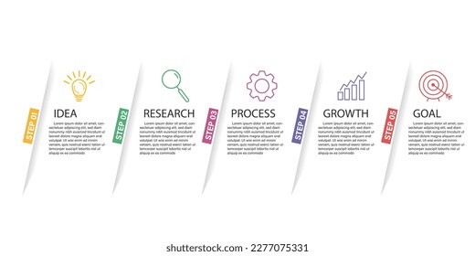 Infographic design template. Timeline concept with 5 options or steps template. Roadmap diagram with planning topics, annual, report, presentation. layout, Vector illustration.