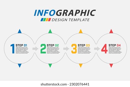 Plantilla de diseño infográfico. Concepto de línea de tiempo con 4 opciones o plantilla de pasos. Diagrama de ruta con temas de planificación, anual, informe, presentación. diseño, ilustración vectorial.