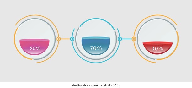 Infografische Design-Vorlage. Zeitkonzept mit 3 Schritten. Kann für Workflow-Layout, Diagramm, Banner, Webdesign verwendet werden. Vektorgrafik
