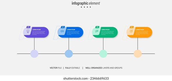 Infographic design template. Timeline concept with 4 steps
