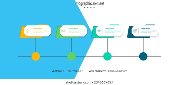 Infographic design template. Timeline concept with 4 steps

