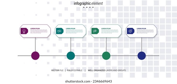 Infografische Design-Vorlage. Zeitkonzept mit 4 Schritten
