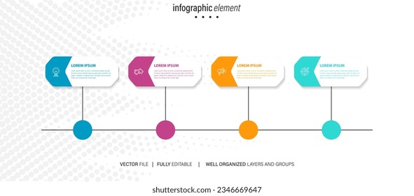 Infographic design template. Timeline concept with 4 steps
