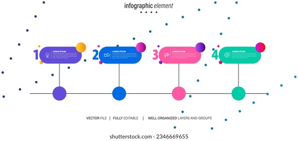 Infographic design template. Timeline concept with 4 steps
