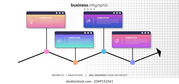 Plantilla de diseño infográfico. Concepto de línea de tiempo con 4 pasos
