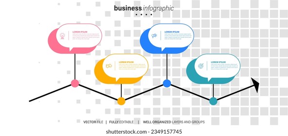 Infographic design template. Timeline concept with 4 steps. Can be used for workflow layout, diagram, banner, webdesign. Vector illustration
