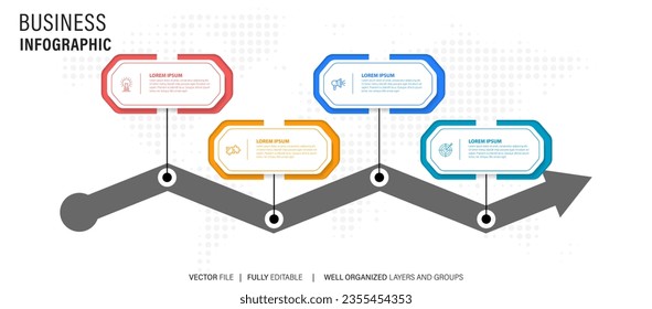 Infographic design template. Timeline concept with 4 steps
