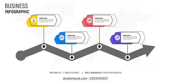 Infografische Design-Vorlage. Zeitkonzept mit 4 Schritten
