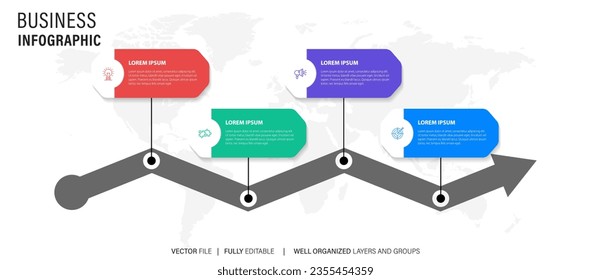 Infografische Design-Vorlage. Zeitkonzept mit 4 Schritten
