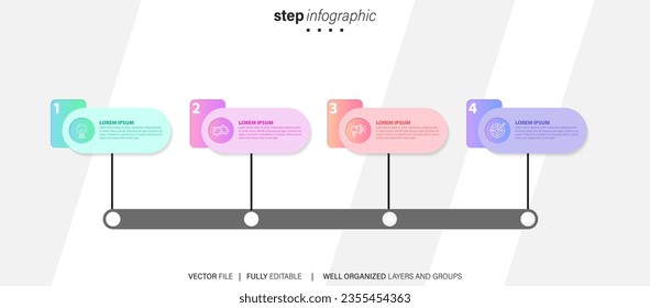 Infographic design template. Timeline concept with 4 steps

