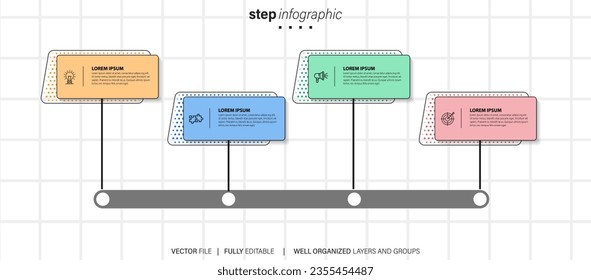 Infographic design template. Timeline concept with 4 steps
