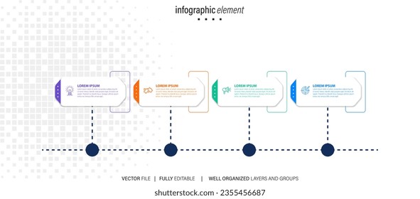 Plantilla de diseño infográfico. Concepto de línea de tiempo con 4 pasos
