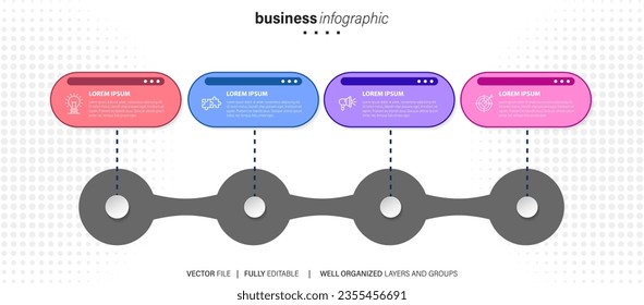 Infografische Design-Vorlage. Zeitkonzept mit 4 Schritten
