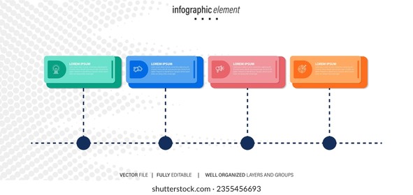 Plantilla de diseño infográfico. Concepto de línea de tiempo con 4 pasos
