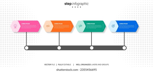 Infografische Design-Vorlage. Zeitkonzept mit 4 Schritten
