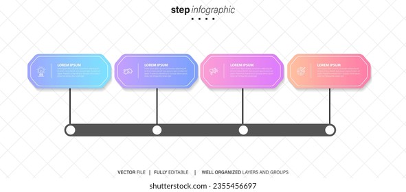 Plantilla de diseño infográfico. Concepto de línea de tiempo con 4 pasos

