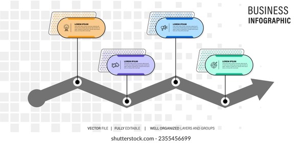 Plantilla de diseño infográfico. Concepto de línea de tiempo con 4 pasos

