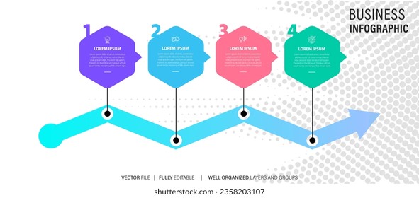 Infographic design template. Timeline concept with 4 steps