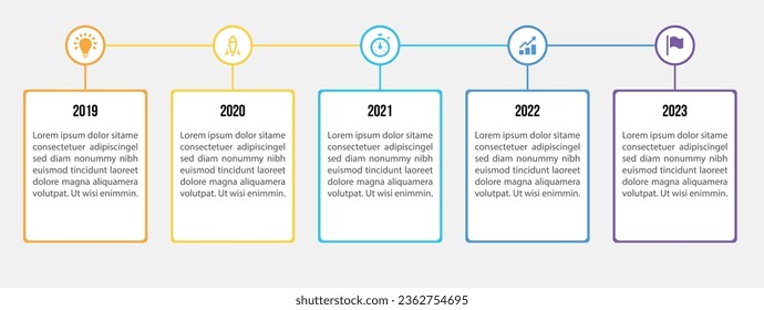 Infographic design template. Timeline concept with 5 steps. Can be used for workflow layout, diagram, banner, webdesign. Vector illustration
