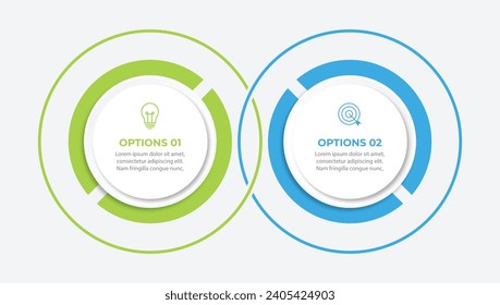 Infographic design template. Timeline concept with 2 steps. Can be used for workflow layout, diagram, banner, webdesign. Vector illustration