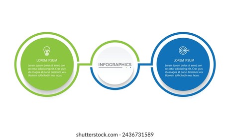 Plantilla de diseño de infografía. Concepto de línea de tiempo con 2 pasos.