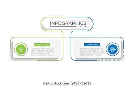 Plantilla de diseño de infografía. Concepto de línea de tiempo con 2 pasos.