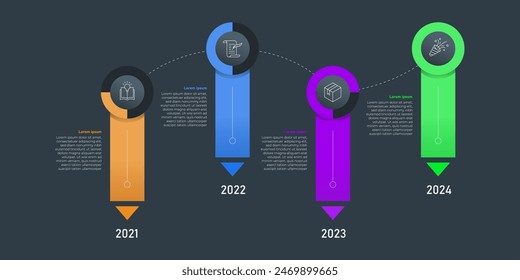 Infographic Design Template. Timeline Infographic concept with 4 steps or Options. For your business presentation, banner, flow diagram, and process diagram.