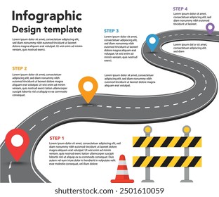 Plantilla de diseño infográfico. Concepto de línea de tiempo con 4 opciones o pasos. ilustración de stock