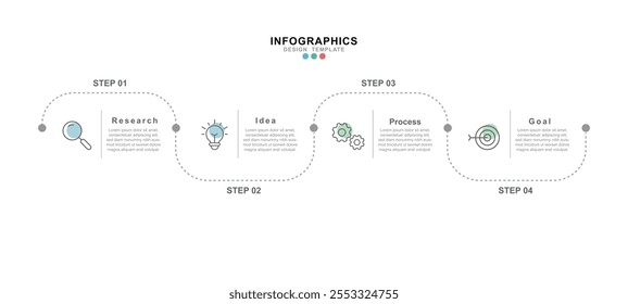 Plantilla de diseño infográfico. Concepto de línea de tiempo con 4 opciones o pasos de Plantilla. diseño, diagrama, anual, informe, presentación.