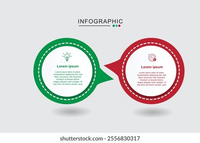 Infographic design template. Timeline concept with 2 steps. Can be used for workflow layout, diagram, banner, webdesign. Vector illustration