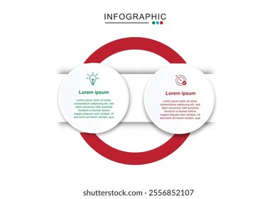 Infographic design template. Timeline concept with 2 steps. Can be used for workflow layout, diagram, banner, web design. Vector illustration