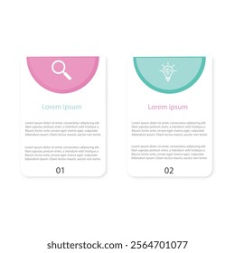 Infographic design template. Timeline concept with 2 steps. Can be used for workflow layout,