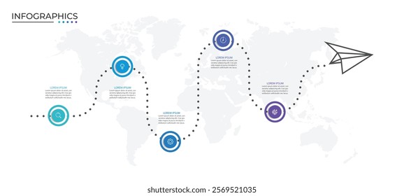 Infographic design template. Timeline concept with 5 steps. vector illustration