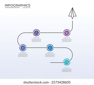 Infographic design template. Timeline concept with 5 steps. vector illustration
