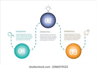 Infographic design template. Timeline concept with 3 steps. Can be used for workflow layout, diagram, banner, web design. Vector illustration