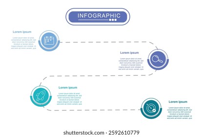 Infographic design template. Timeline concept with 4 steps. Can be used for workflow layout, diagram.