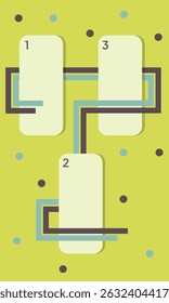Modelo de design infográfico. Conceito de linha do tempo com 3 etapas. Pode ser usado para layout de fluxo de trabalho, diagrama, banner, webdesign. Ilustração vetorial